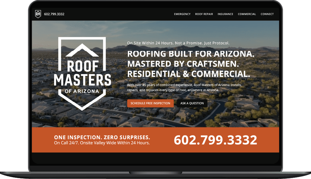 Roof Masters Arizona website